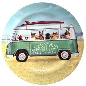 Melamine plate Beach Dogs surf beach summer Durable Lightweight anthropomorphic